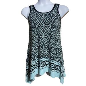 Karen Kane Teal and Black sharkbite hem longer length tank - women's Small